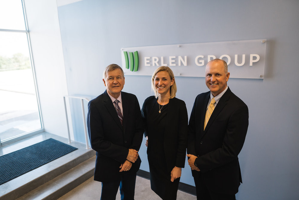 Erlen Group Chairman Louis Griesemer, left, Chief Financial Officer Christina Angle and CEO John F. Griesemer introduce the new umbrella corporation for several businesses.